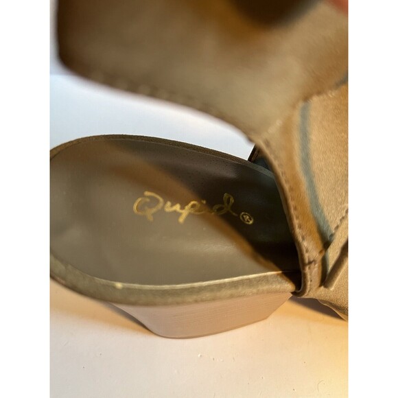 Qupid Women's Gladiator Block Heels Lace Up Peep Toe Ankle Tan Size 8.5 - Picture 6 of 8